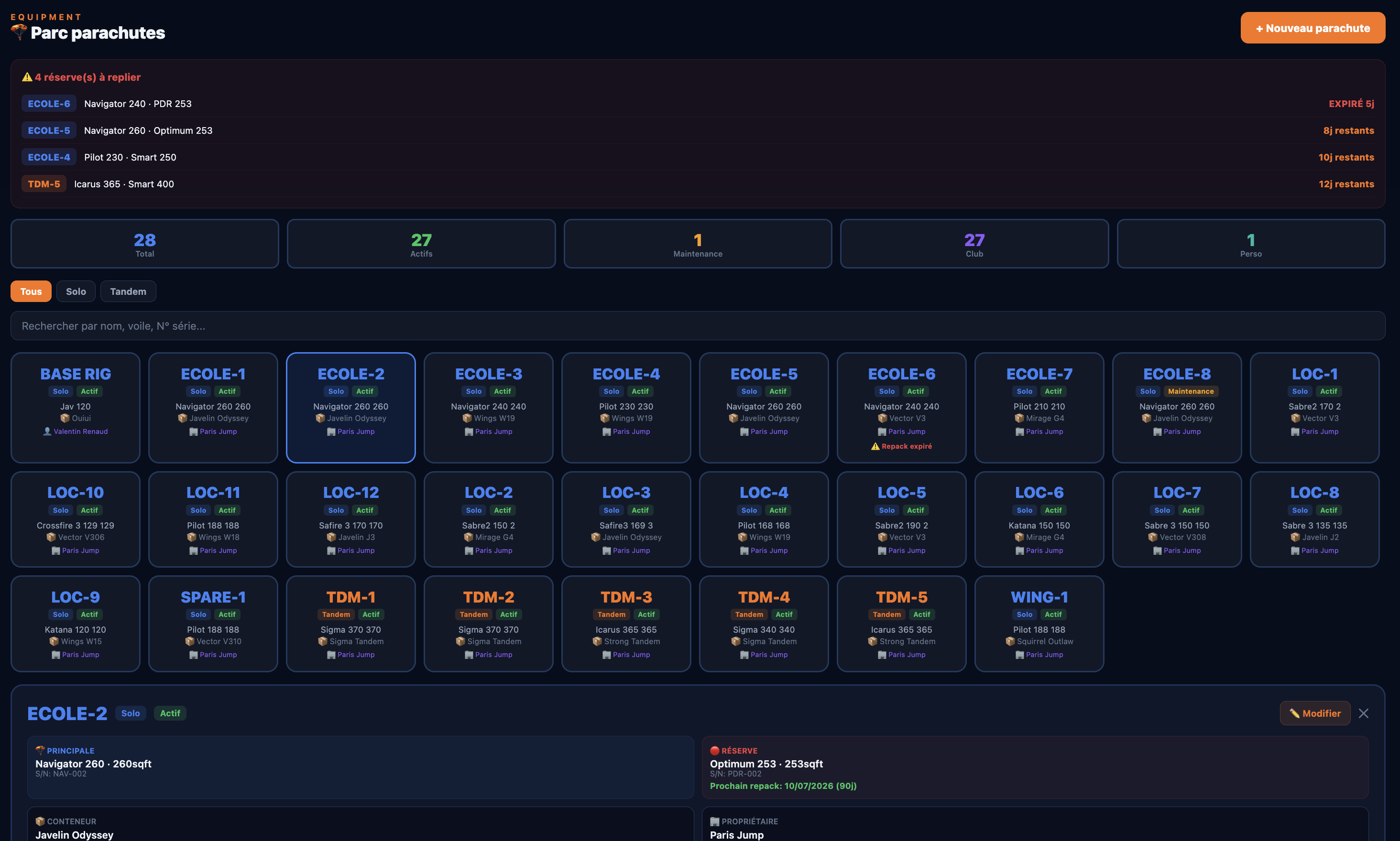 Parc parachutes DropZone Pro